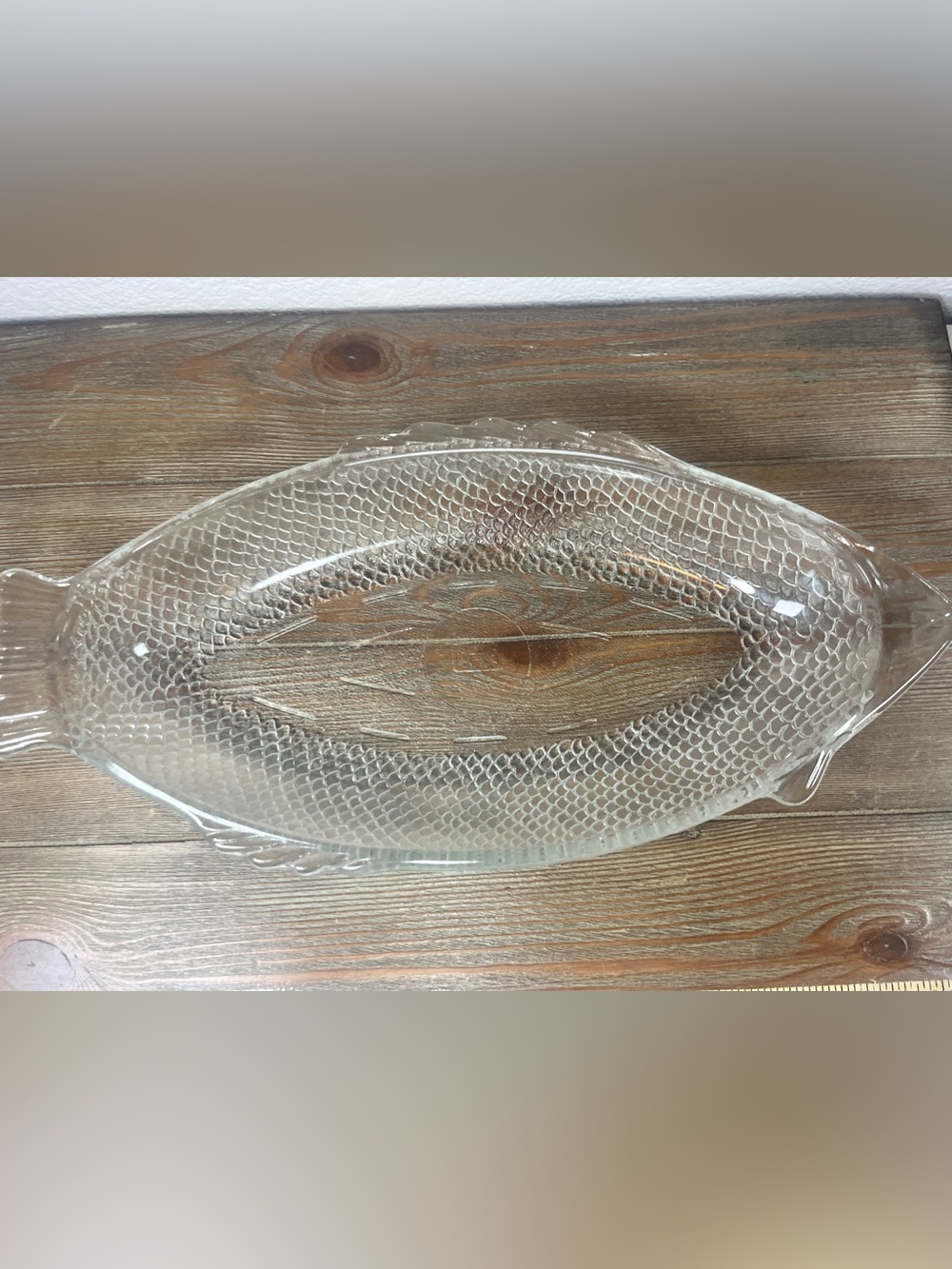 Glasbake Fish Shaped Large Glass Serving Dish/Bowl 18" Platter Vintage #4141 USA